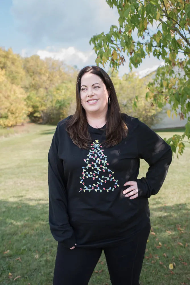 Bright Christmas Tree Long Sleeved Graphic Tee