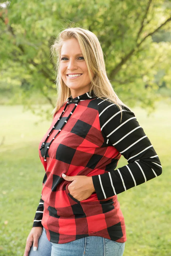 Fabulous in Red Plaid Hoodie