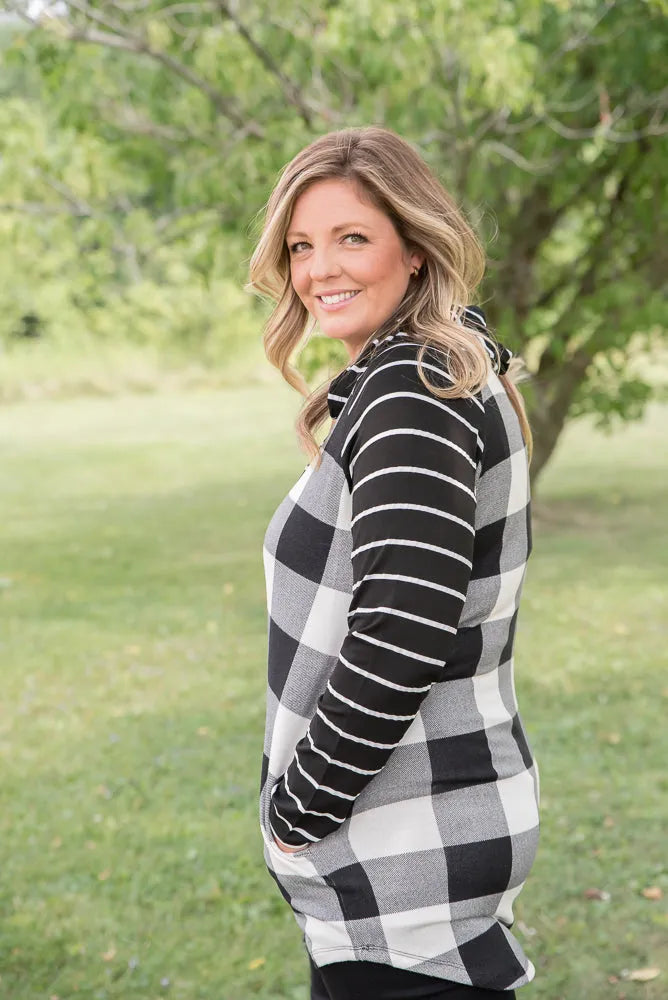 Fabulous in White Plaid Hoodie