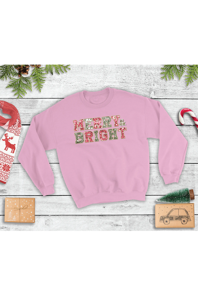 Merry & Bright Faux Sequins Crewneck