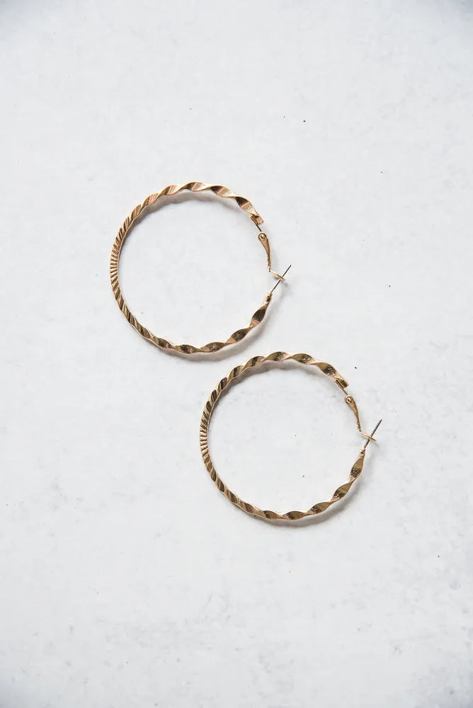 Twisted Gold Hoop Earrings