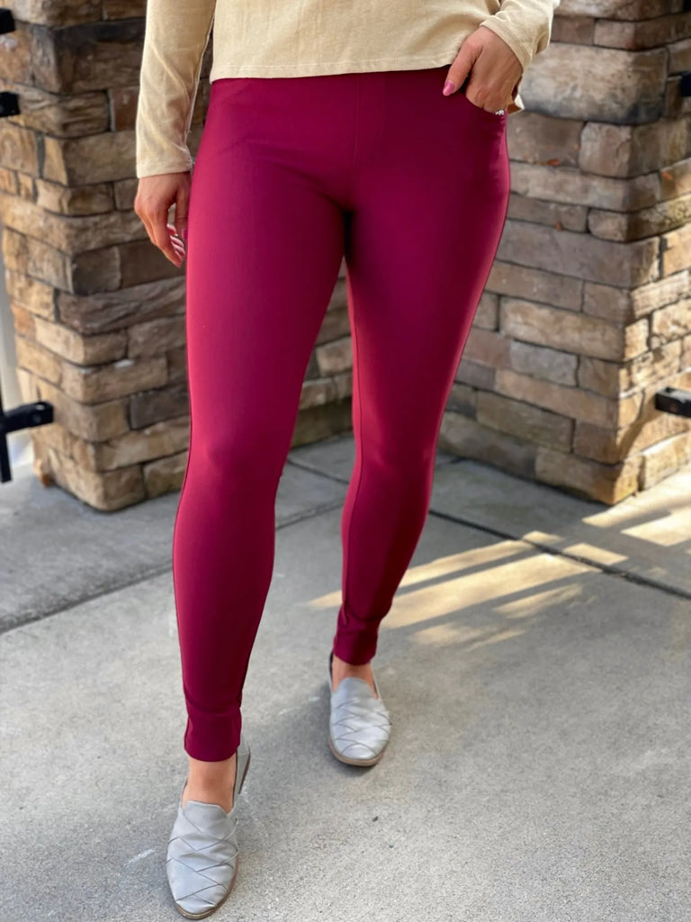 My Perfect Ponte Pants in Wine Red