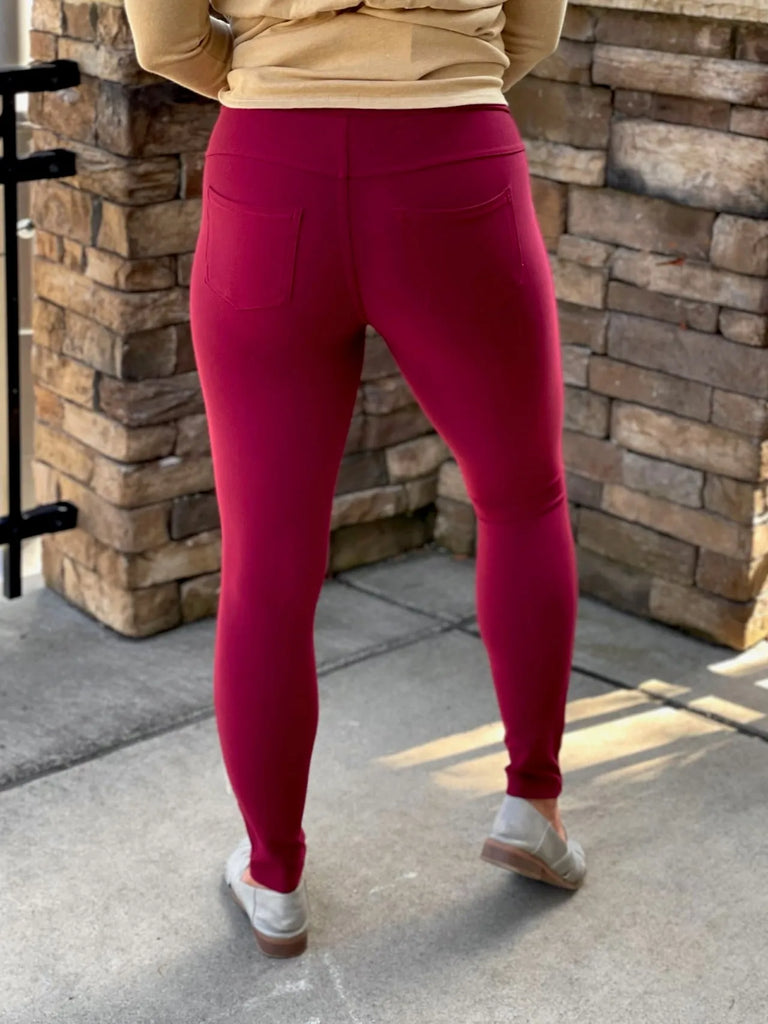 My Perfect Ponte Pants in Wine Red