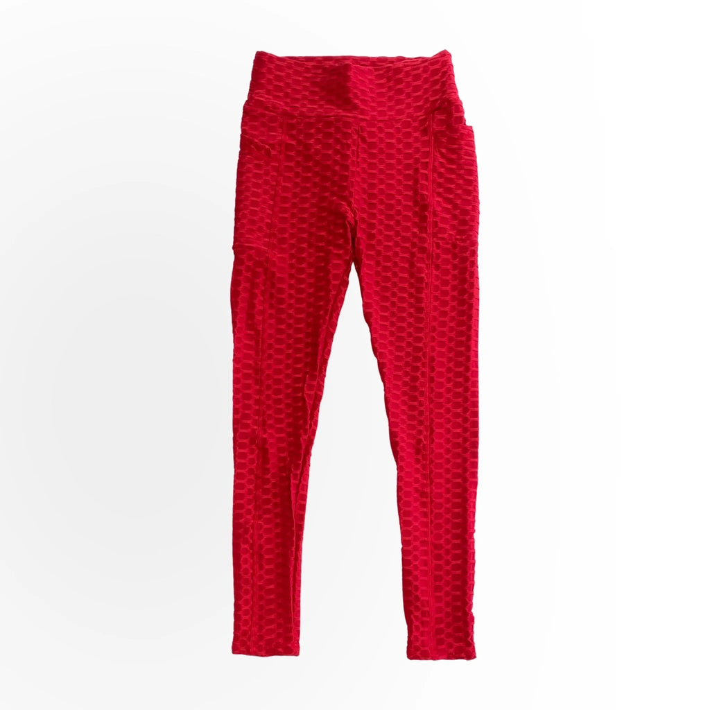 Take It Easy Tik-Tok Pocket Leggings in Red