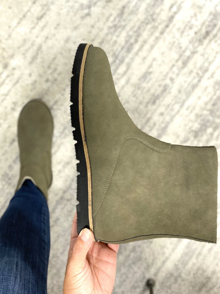 The Tobin Olive Booties